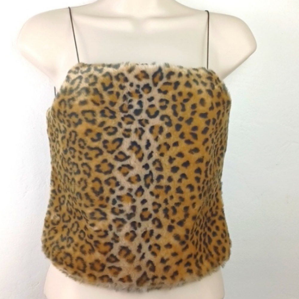 Vintage 90's Cheetah Faux Fur Backless Crop Tank ... Need We Say More ...